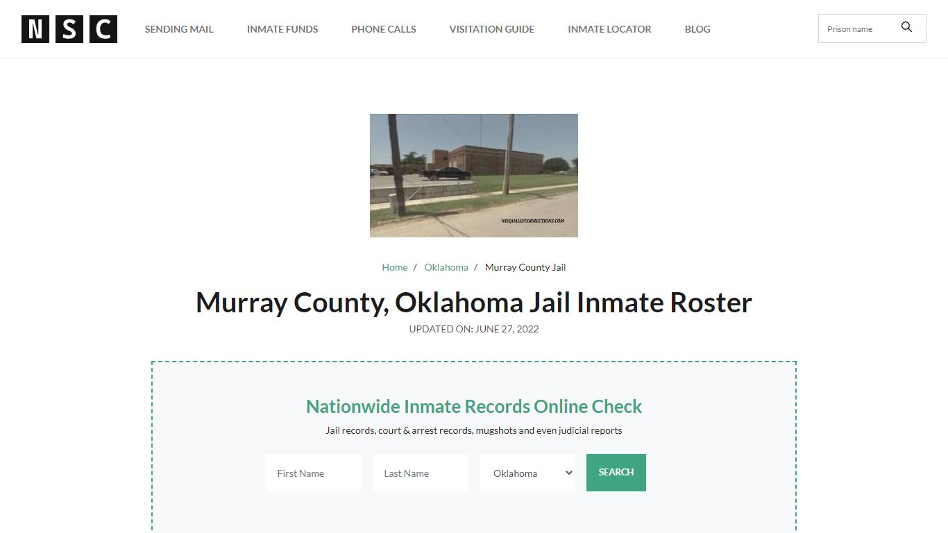Murray County, Oklahoma Jail Inmate Roster
