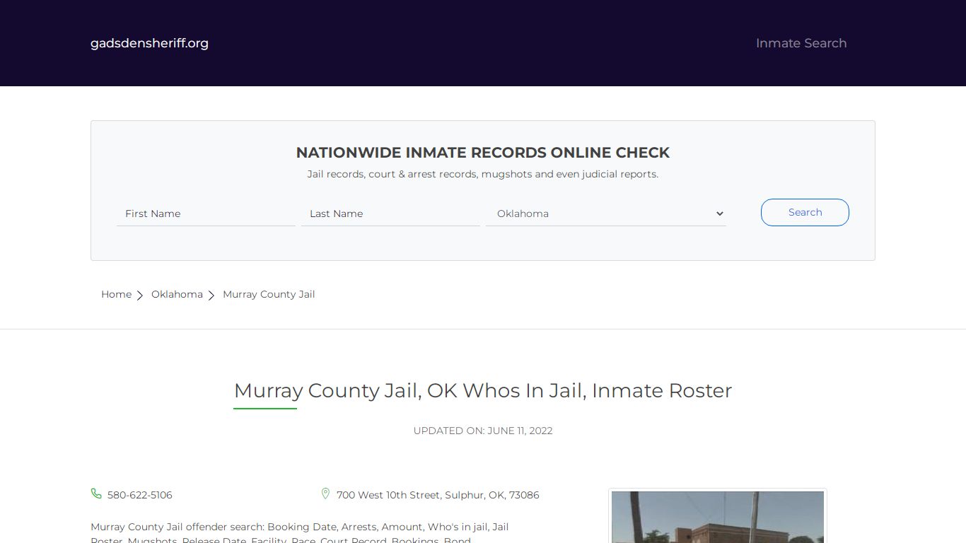 Murray County Jail, OK Inmate Roster, Whos In Jail